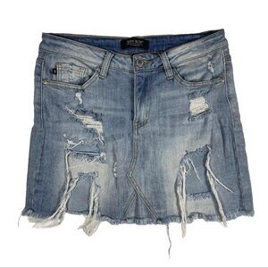 Judy Blue Mini Skirt Med Distressed Destroyed Y2K Soft Girl Grunge Paris Hilton